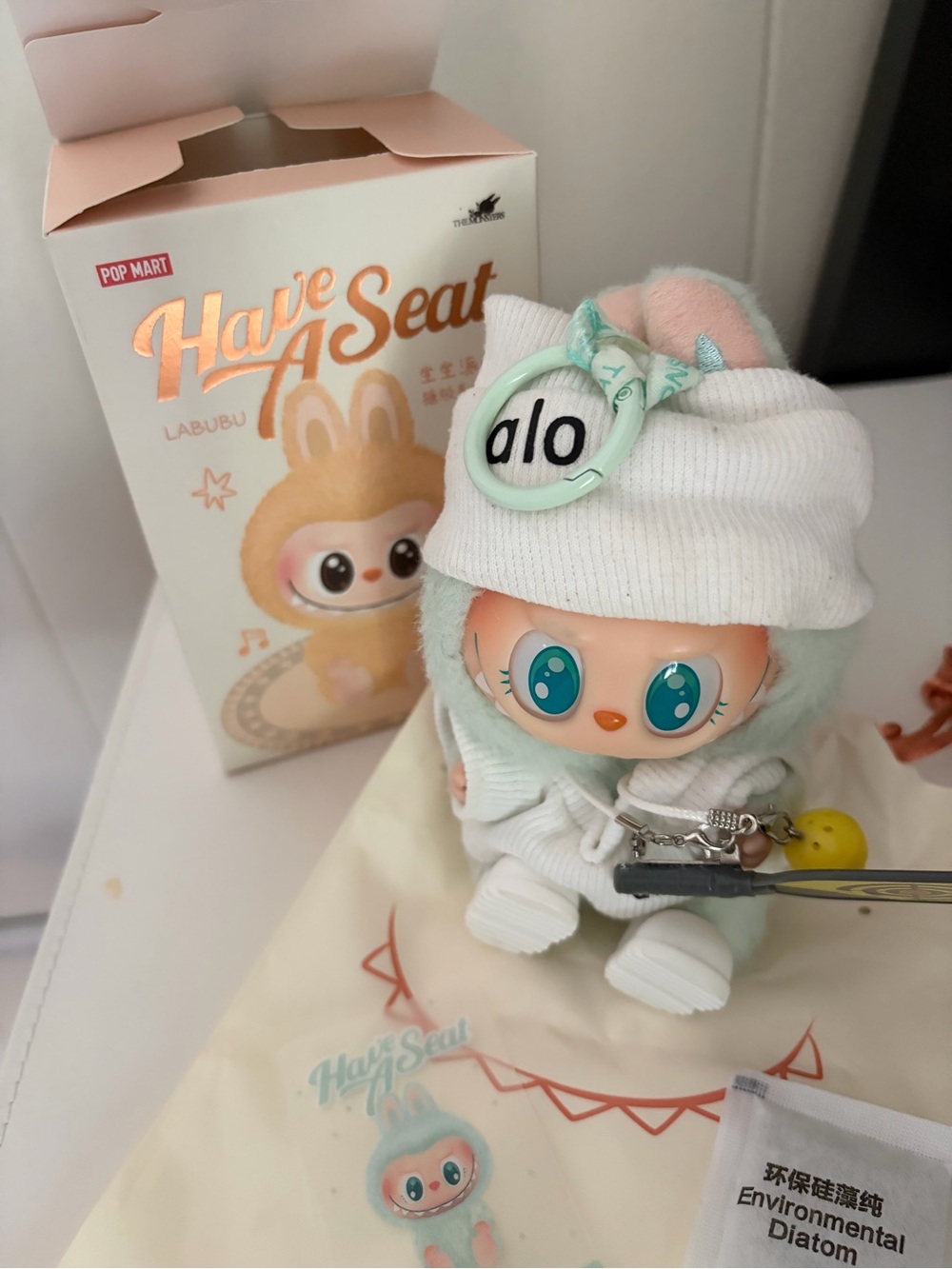 Pop Mart Labubu Plush Toy in Mint Green Alo & Tennis Outfit Bundle